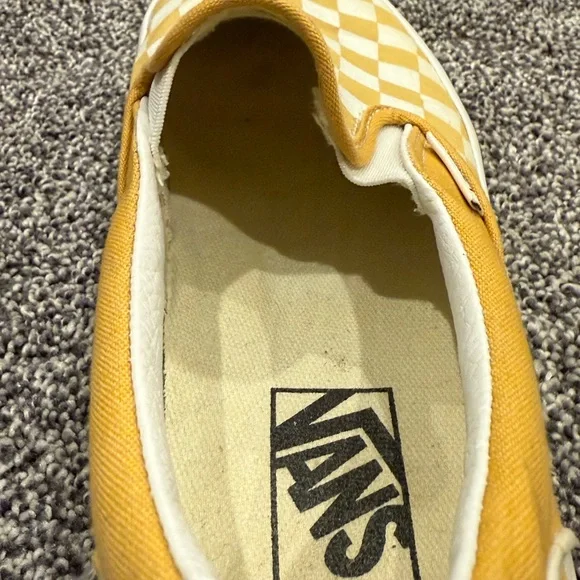 Vans Yellow Checkered Slip-On Sneakers - Picture 3 of 4